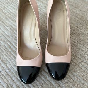 JCrew Pink pumps with black patent toe